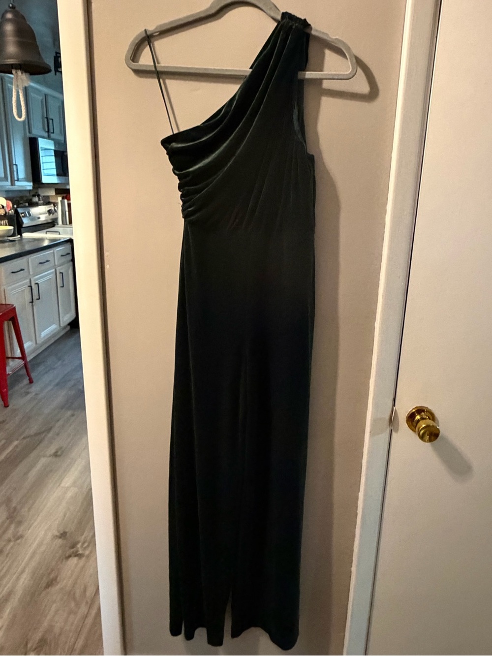 Women's One-Shoulder Dark Green Evening Jumpsuit